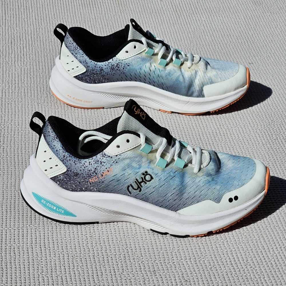 Ryka No Limit Womens Training Shoes Blue White RE-ZORB LITE Size 6.5 M